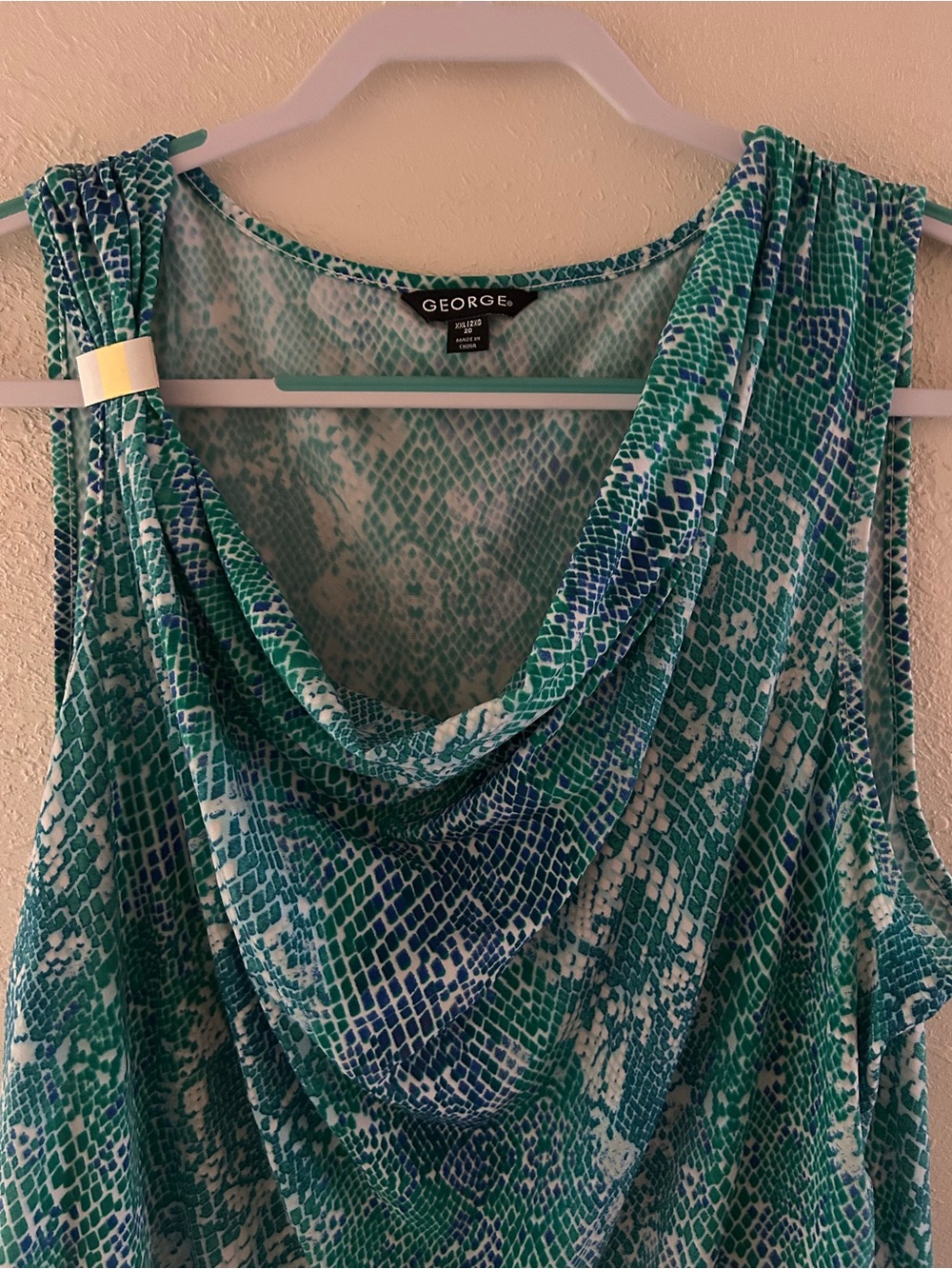 George Teal and Blue One-Shoulder Cowl Neck Dress - Picture 5 of 10
